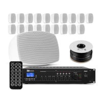 Power Dynamics complete geluidsinstallatie professioneel - 100V systeem met 20 wandspeakers - Wit