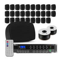 Power Dynamics 100V geluidsinstallatie professioneel - 30 speakers voor o.a. bedrijfspanden - Zwart