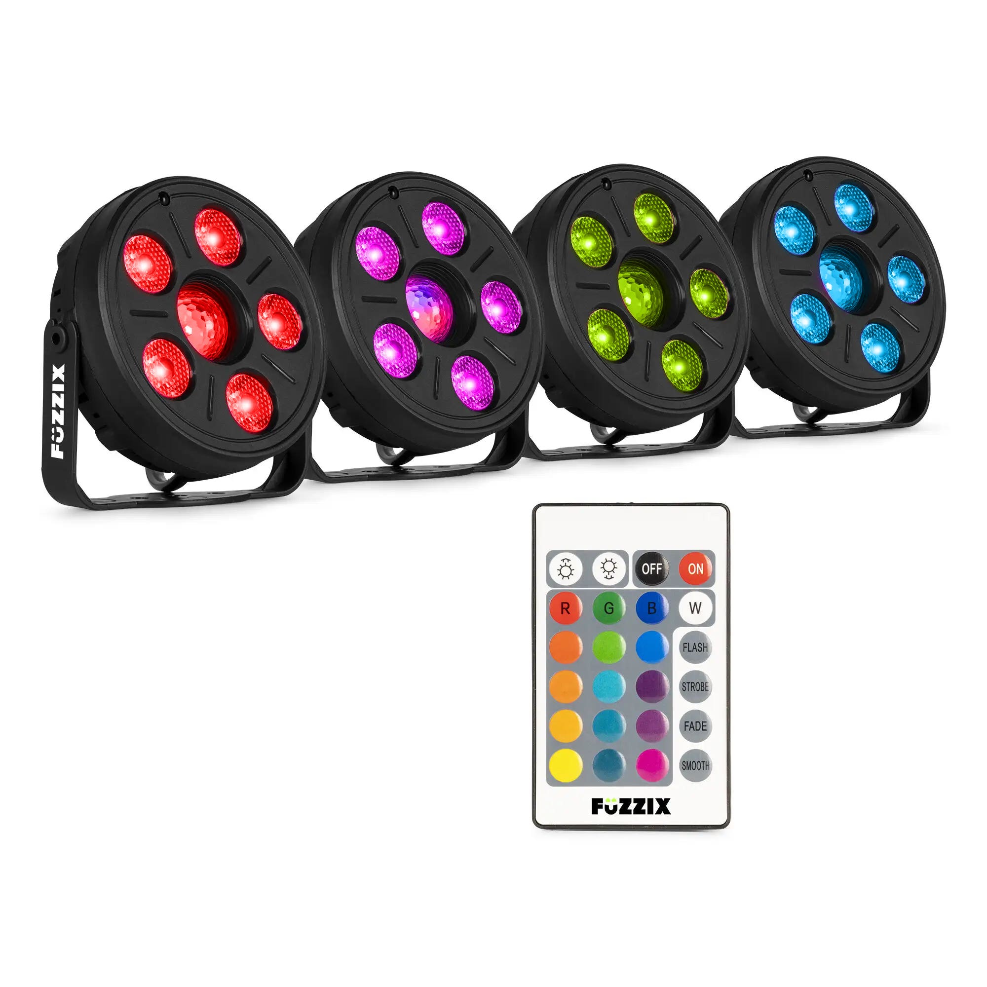 Fuzzix Comet M06 LED par set - 4 LED parren met Jellyball - Discolampen met afstandsbediening - RGB