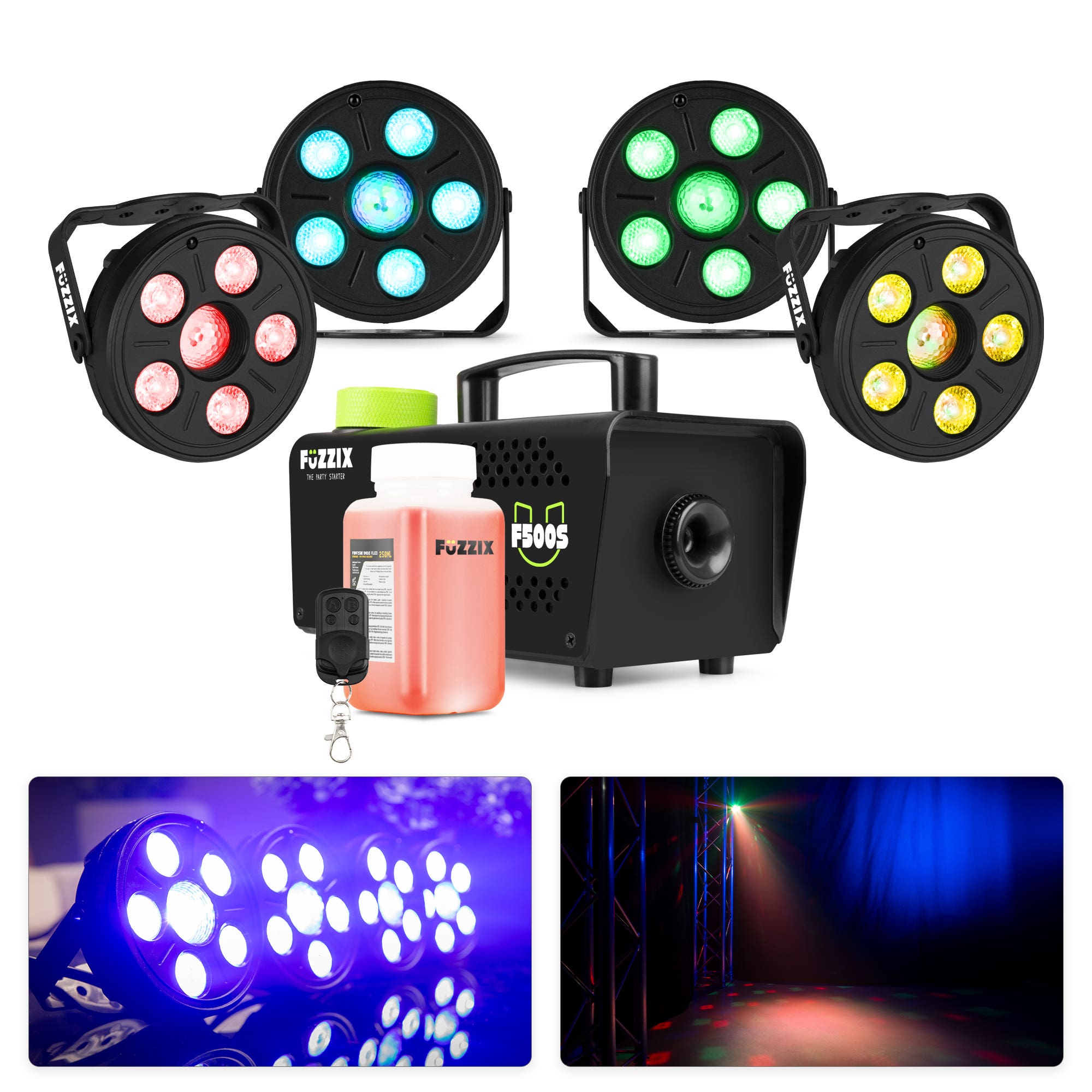 Fuzzix popup feestverlichting set met mini rookmachine - Popup party lichtset voor thema feesten
