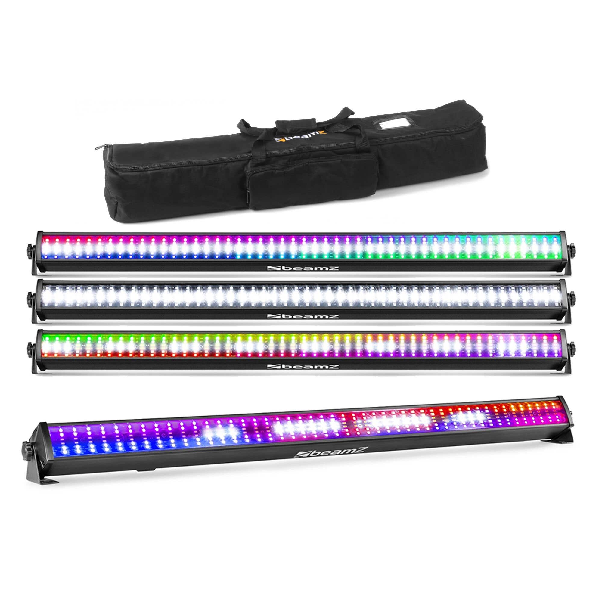 BeamZ set van 4 LCB288 RGBW LED Barren in flightbag - Wash en stroboscoop - 102 cm