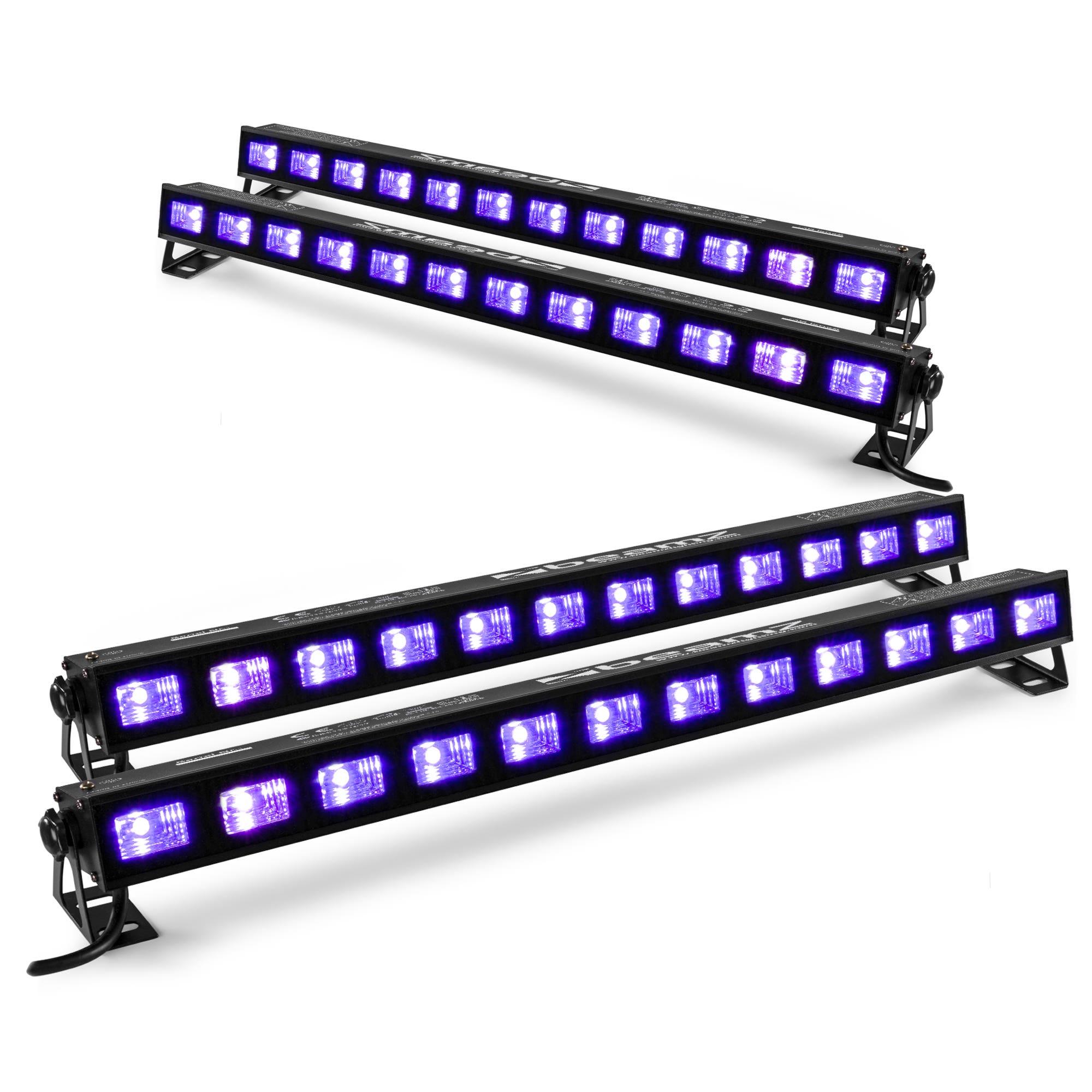 BeamZ set van 4 BUV123 LED UV blacklight bars - 12 x 3W