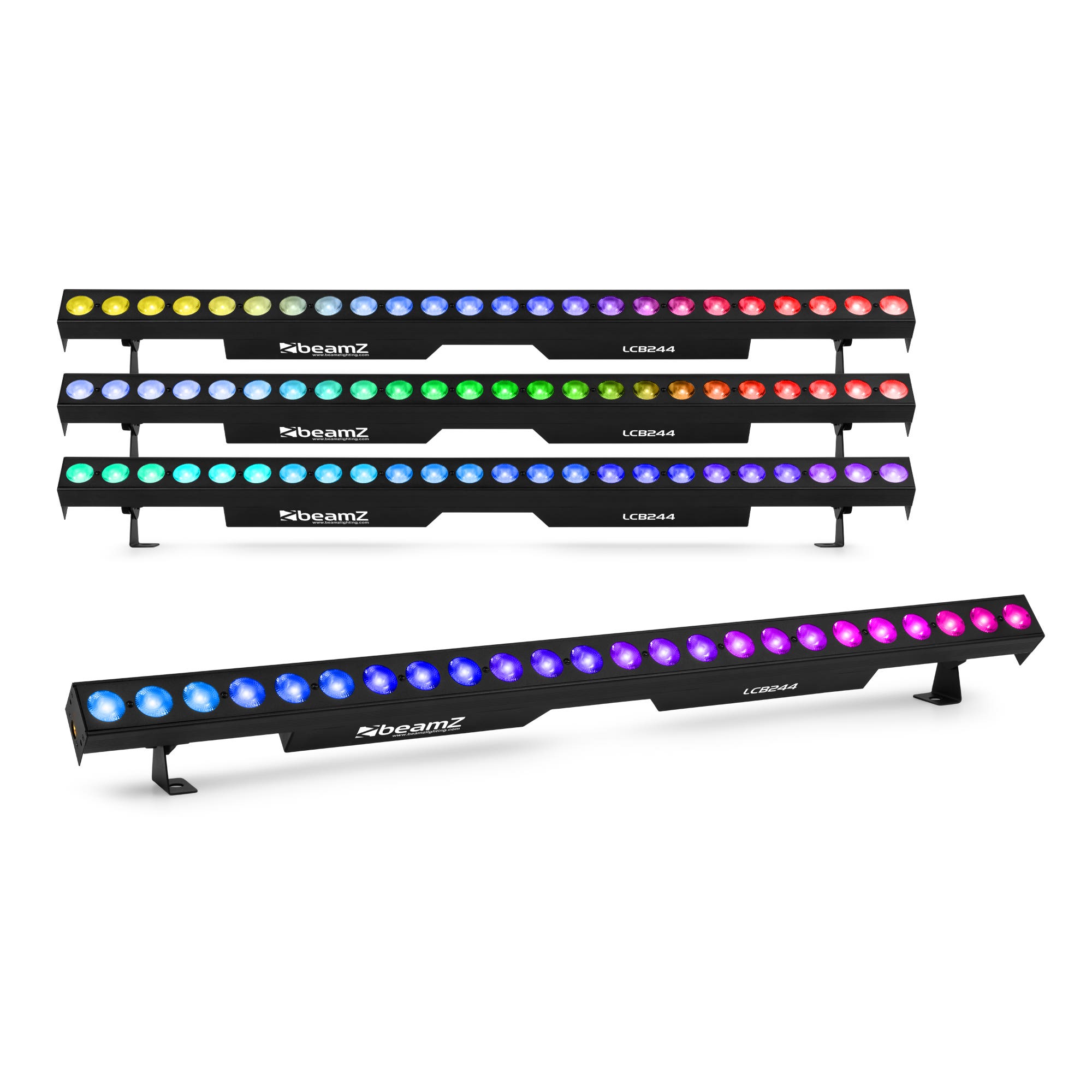 BeamZ set van 4 LCB244 LED Barren - 24x 4W LED’s - 8 secties aanstuurbaar - RGBW