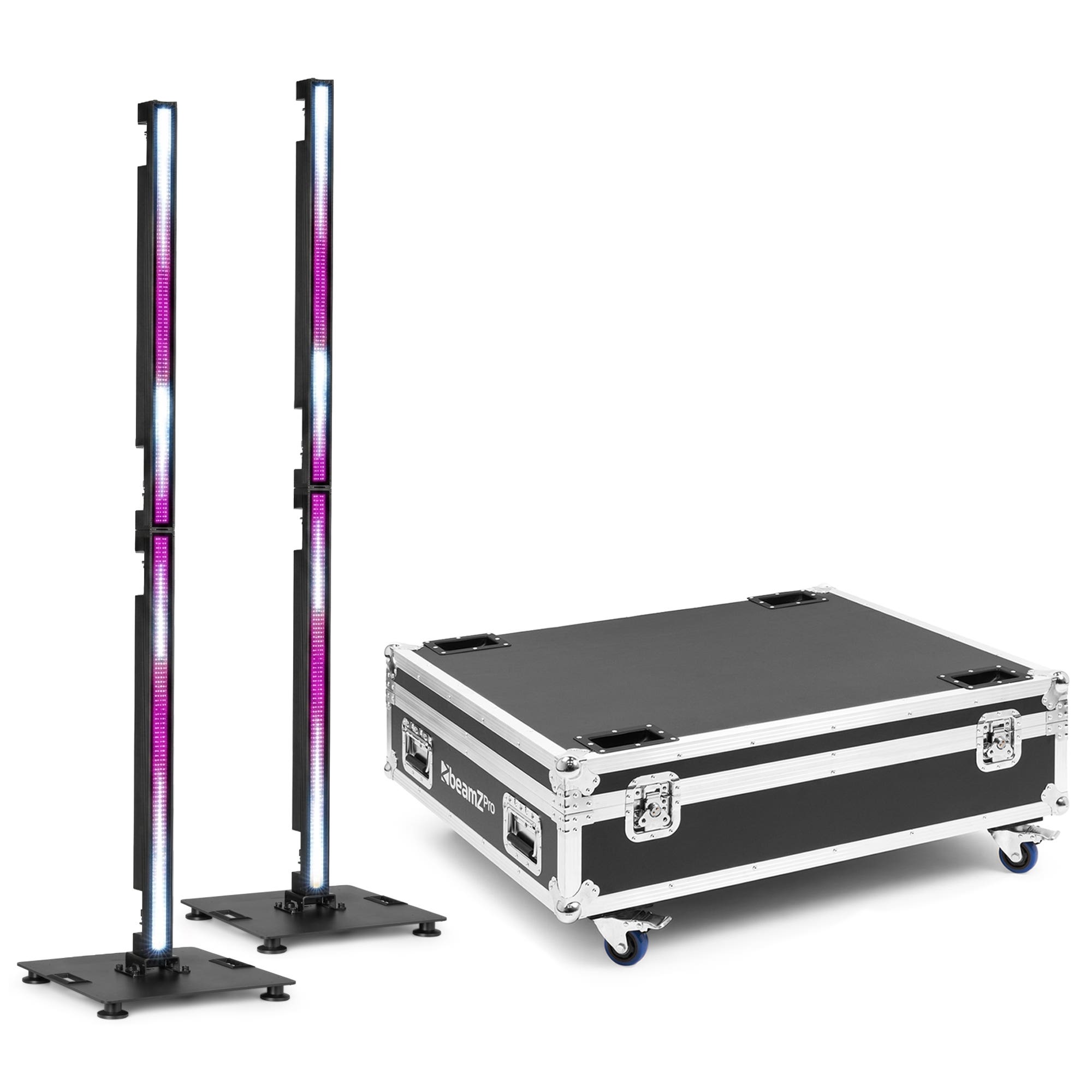 BeamZ Pro set van 4 DOTBAR PIX1 barren in flightcase met base plates - Outdoor SMD LED bar - RGBW