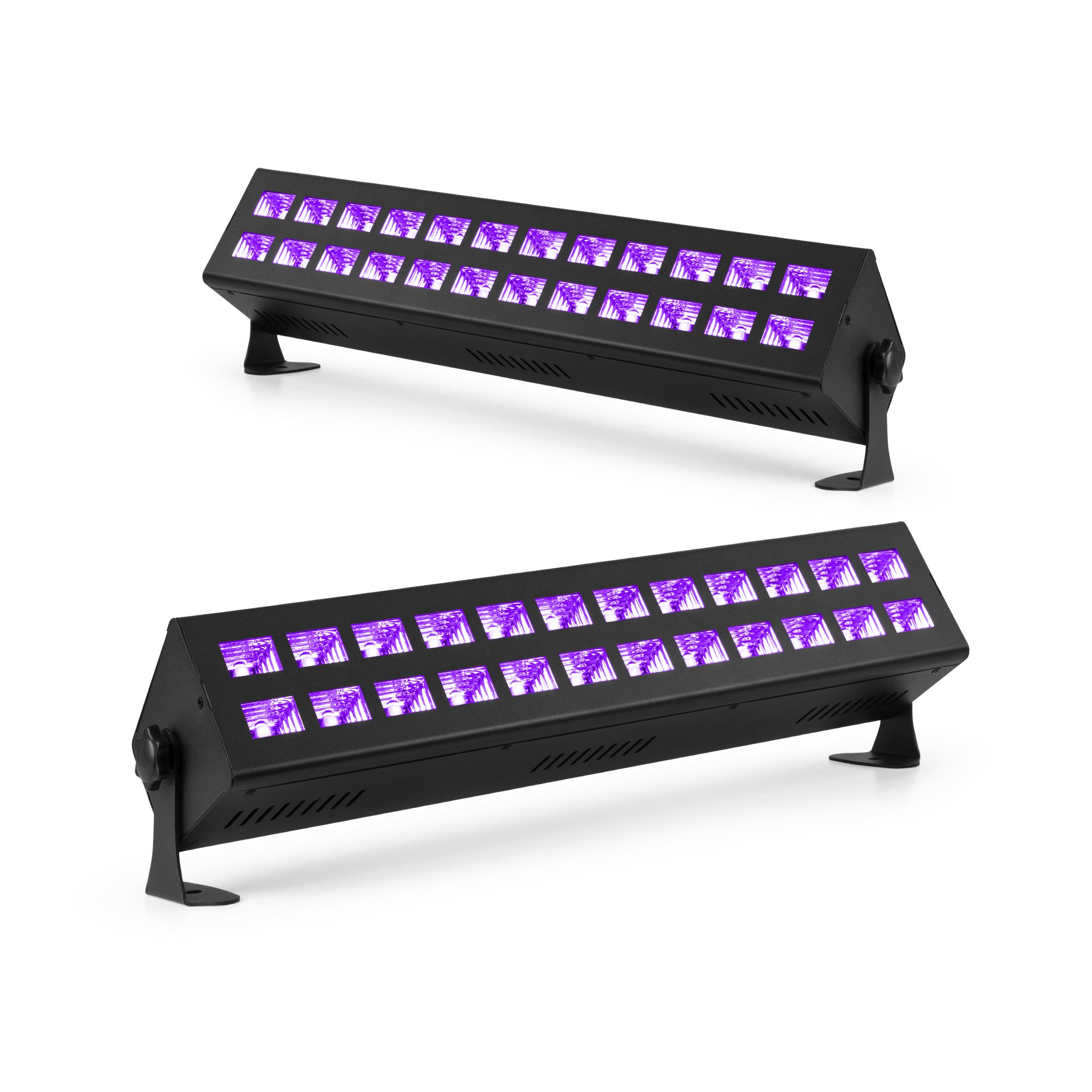 BeamZ set van 2 BUV243 blacklight bars - 24 x 3W UV LED's - DMX - Stroboscoop functie