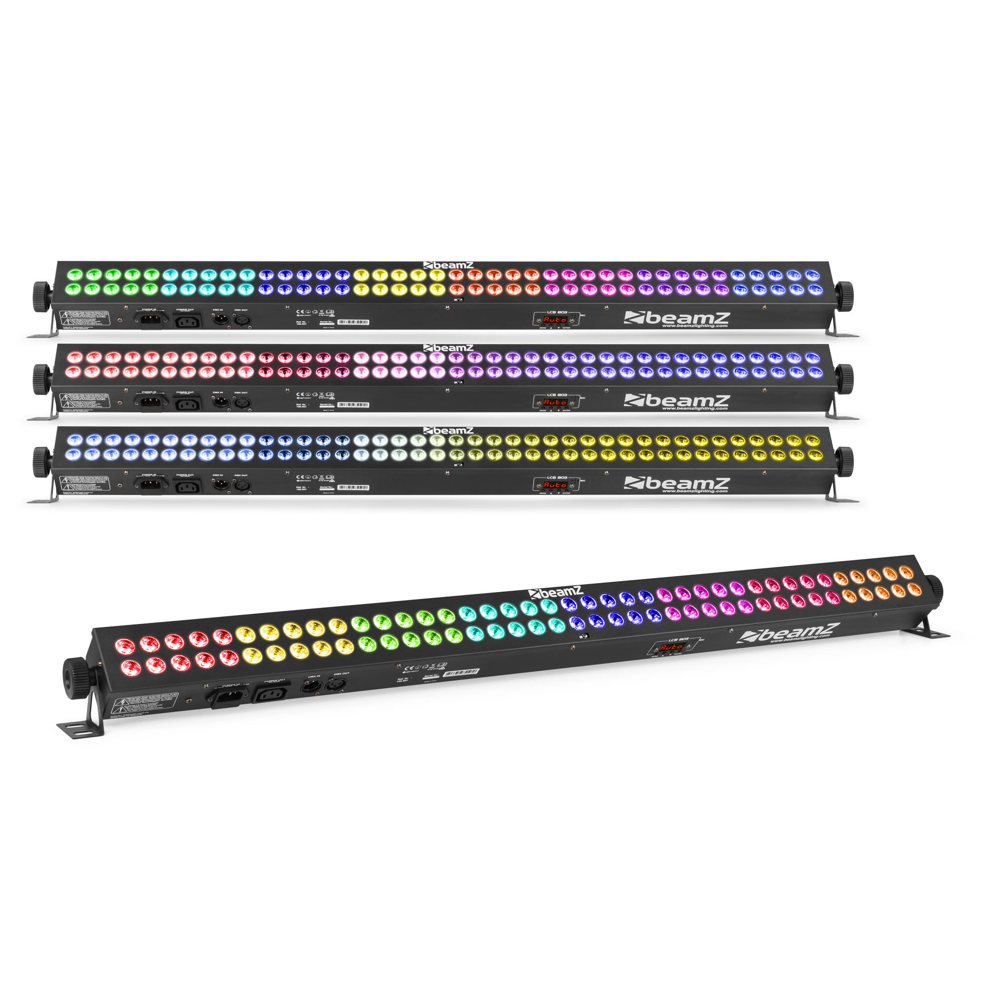 BeamZ set van 4 LCB803 LED barren met 80x 3W RGB LED's in 8 secties