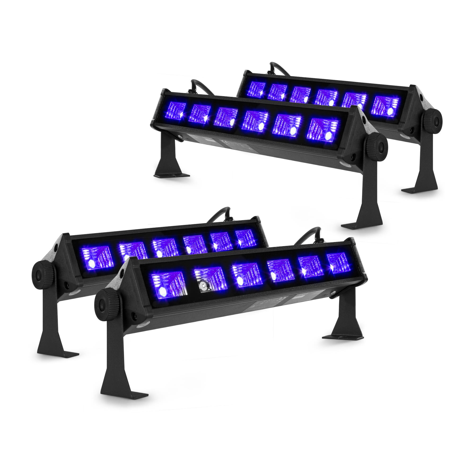 BeamZ set van 4 BUV63 compacte LED Blacklight bars - 6x 3W LED's