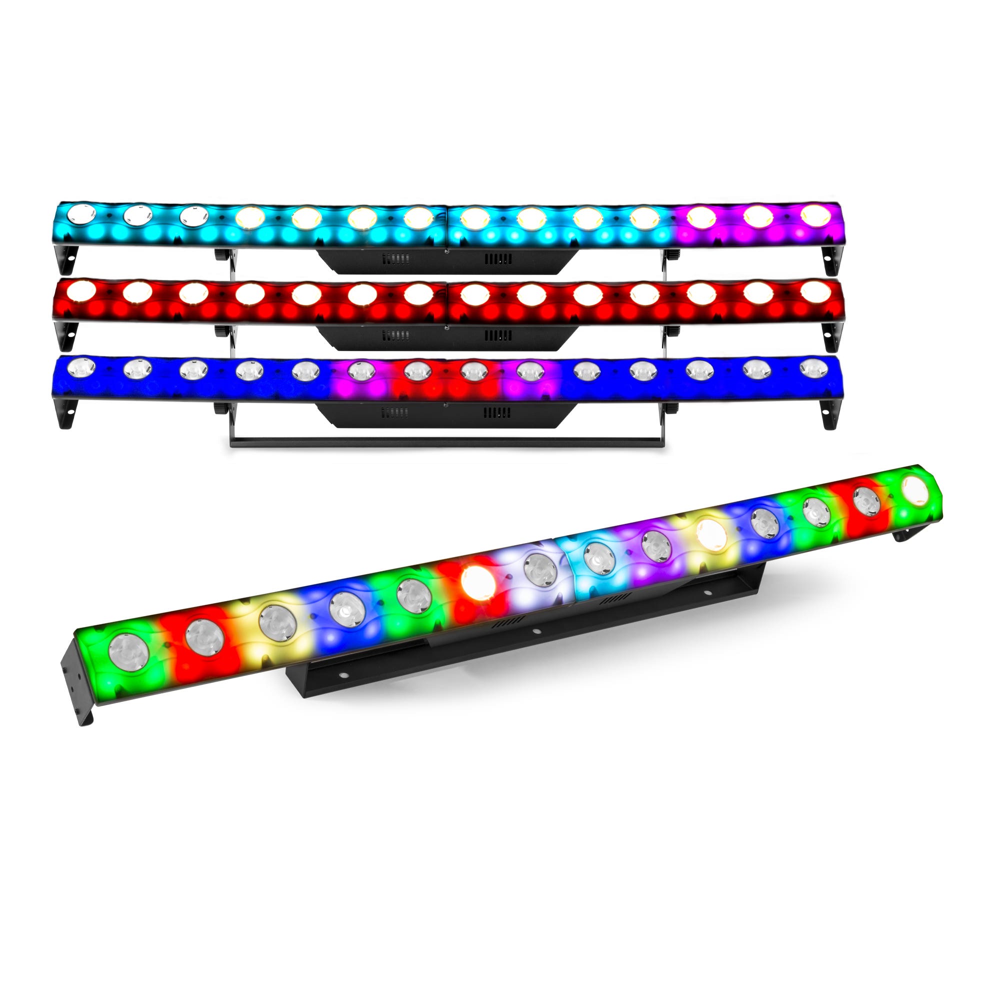 BeamZ set van 4 LCB14 Hybride Sunstrip LED Barren - WW/RGB met pixel control