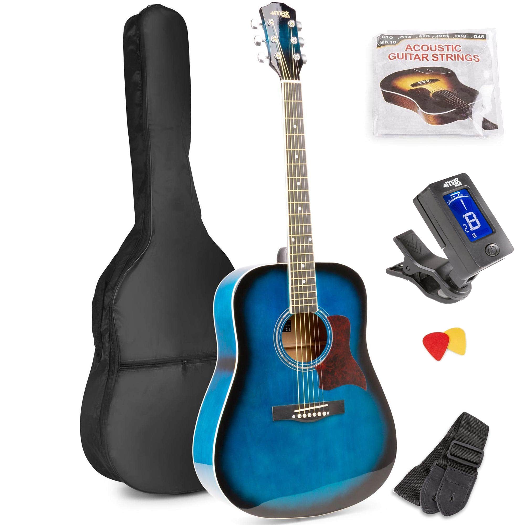 Retourdeal - MAX SoloJam Western akoestische gitaar starterset - Blauw