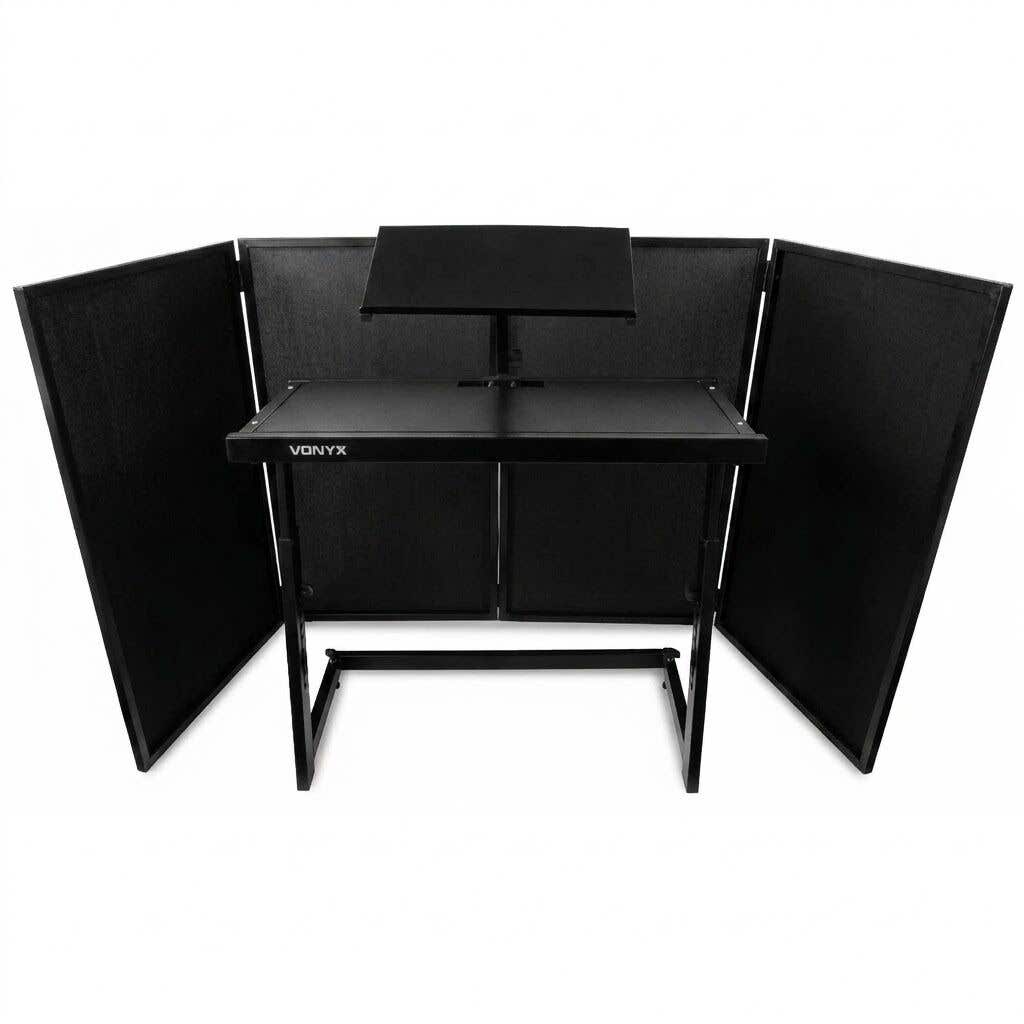 Vonyx Inklapbare DJ Booth voor de mobiele DJ bestaande uit meubel en scherm - Zwart