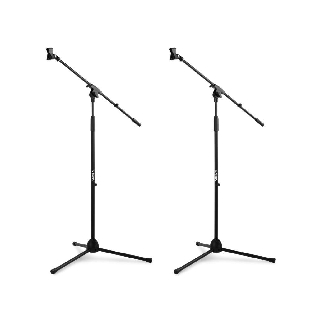 Vonyx set van 2 MS10 microfoonstatieven zwart in hoogte verstelbaar incl. microfoonhouders