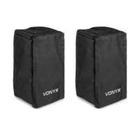 Set van 2 Vonyx SCVD12 speaker beschermhoezen voor VD712 speakers - Met afsluitbare flappen - Zwart