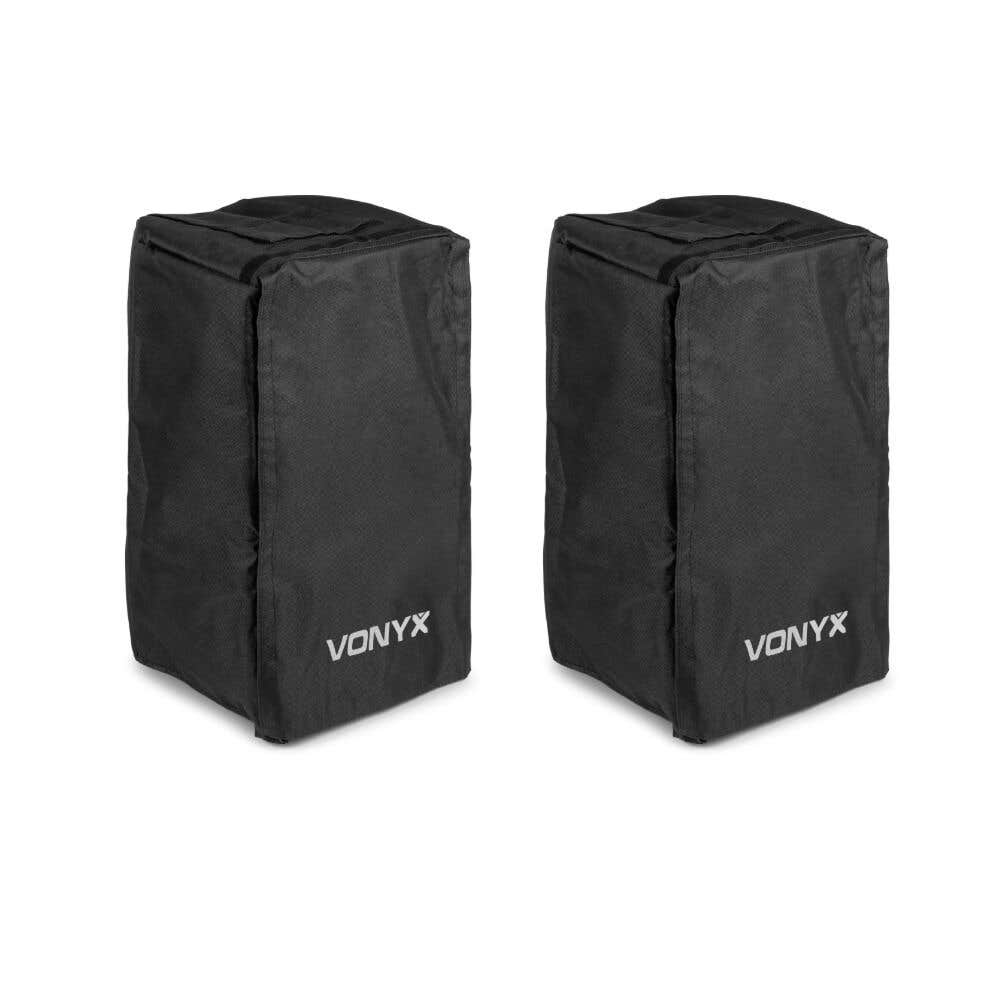Set van 2 Vonyx SCVD15 speaker beschermhoezen voor VD715 speakers - Met afsluitbare flappen - Zwart