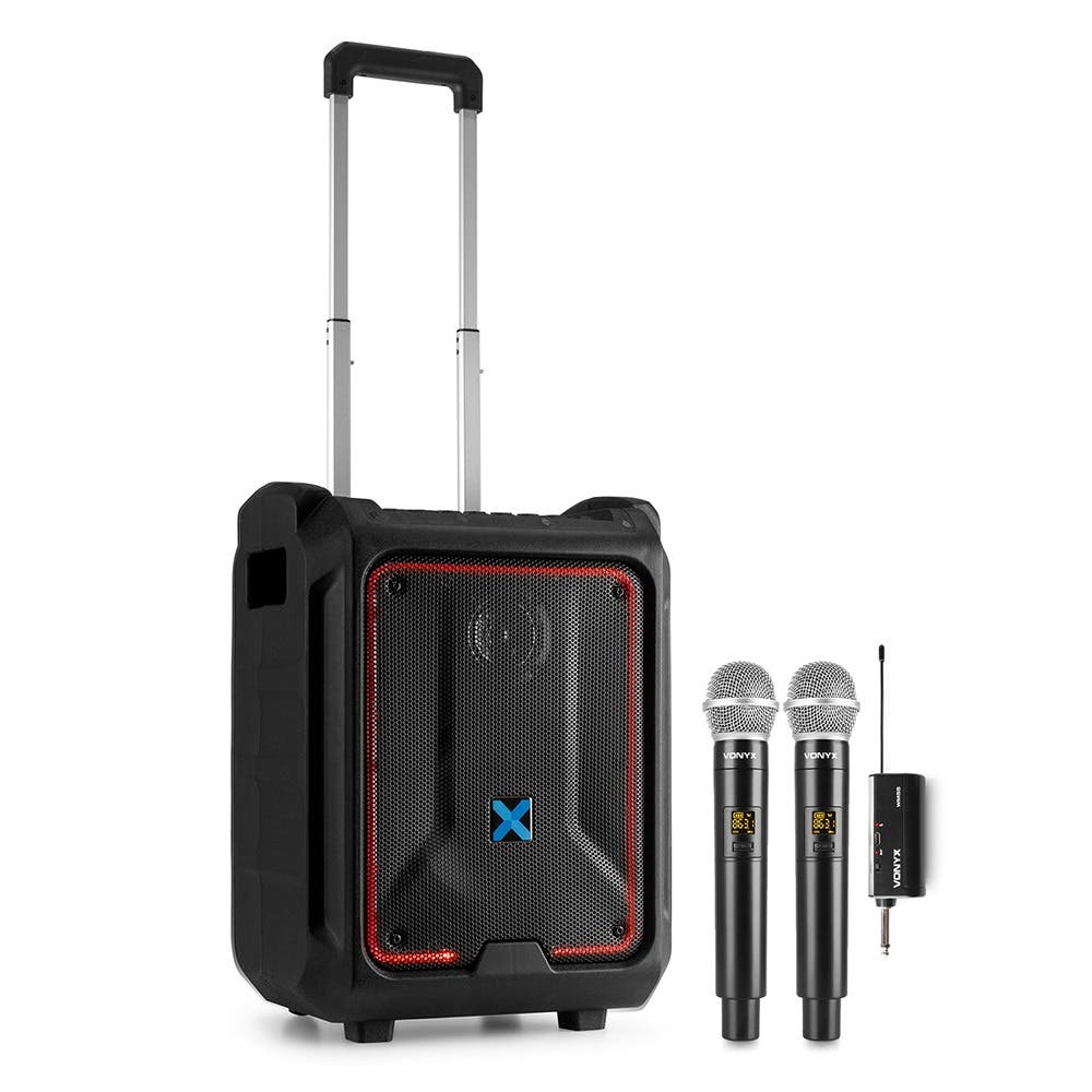 Vonyx SPLASH300 portable speaker met draadloze handmicrofoons - Ideaal voor groepslessen - IPX5 