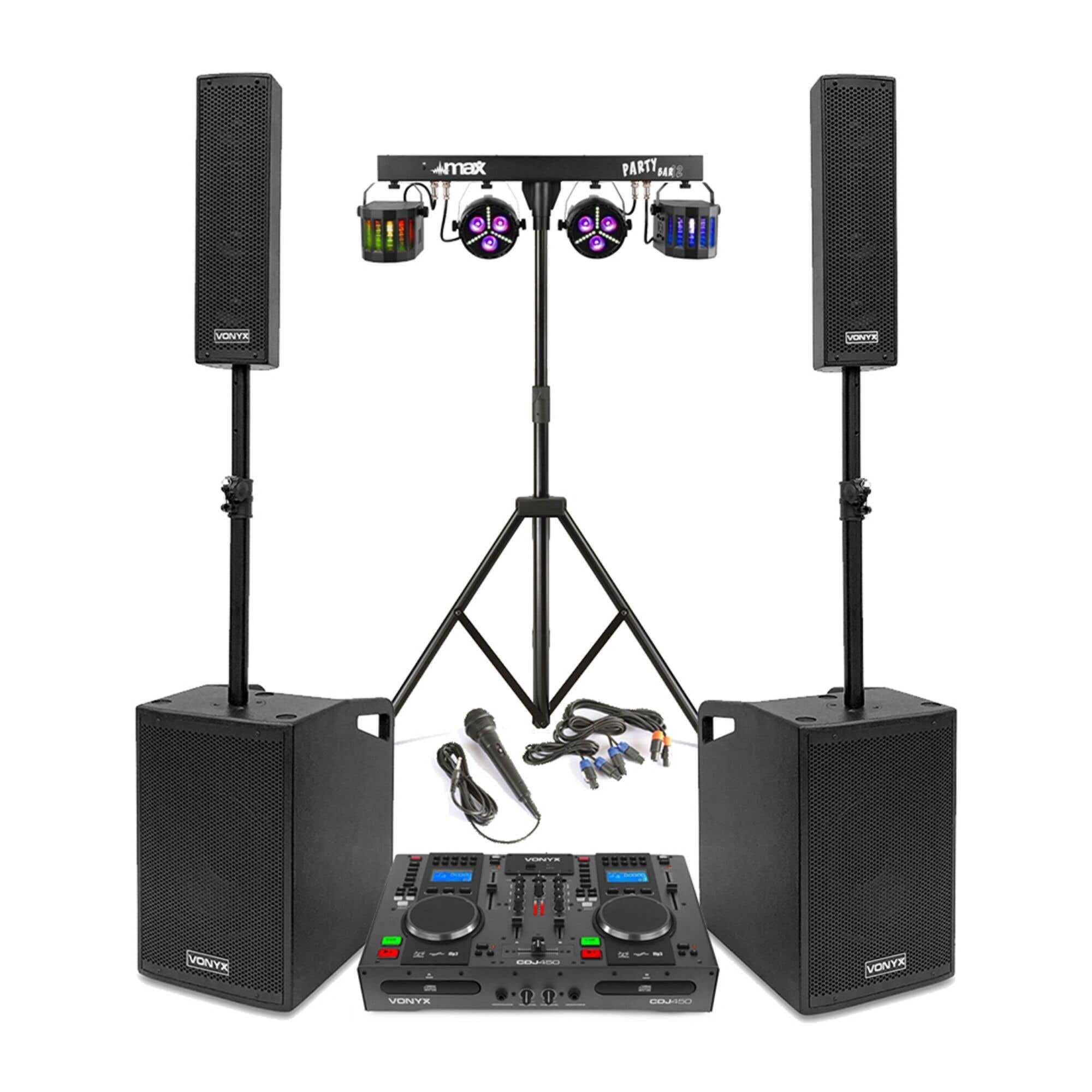 Vonyx VX1050BT mobiele geluidsinstallatie met DJ draaitafel en partybar - 2.2 complete DJ set