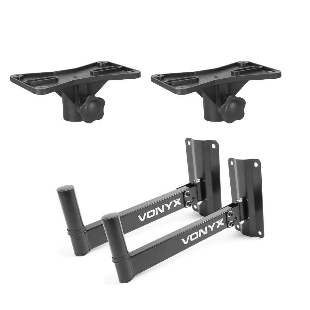 Vonyx WMS-02 verstelbare speaker muurbeugels set met tophat plateau's - max. 25kg