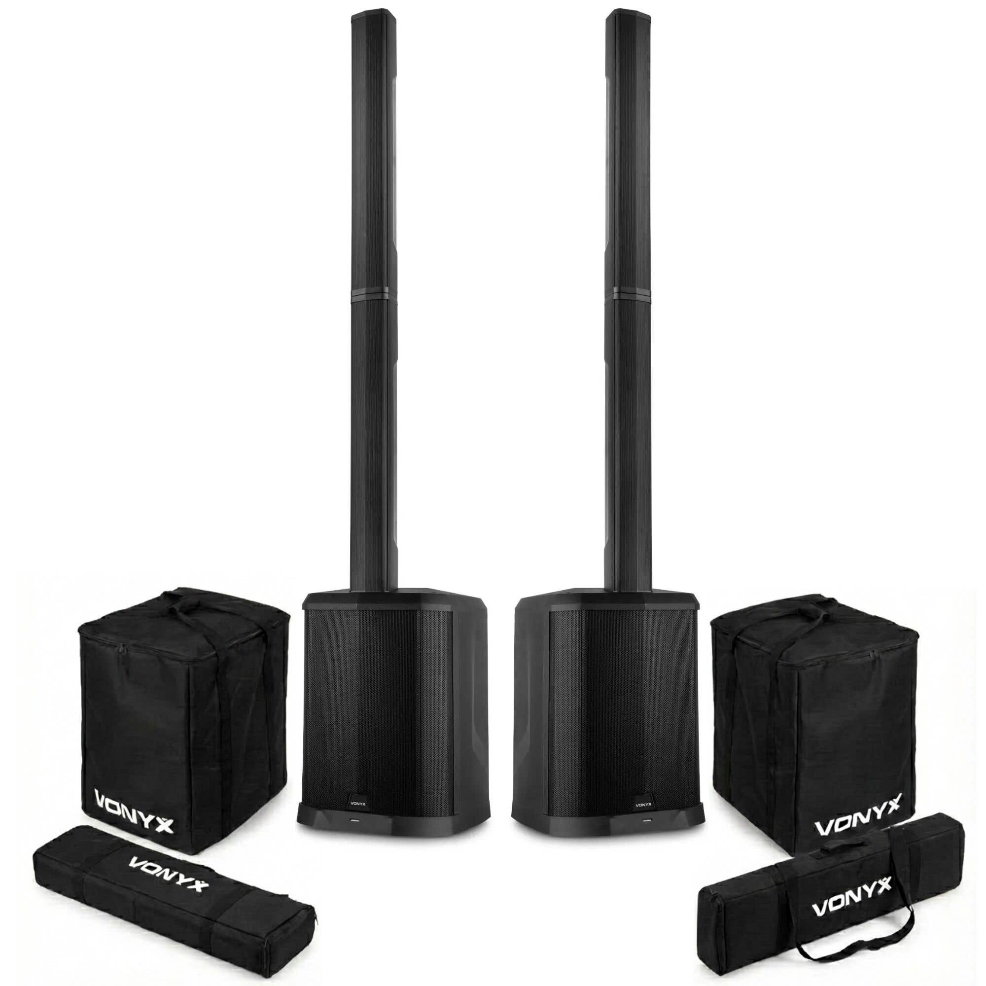 Vonyx VX822 actieve speaker set met beschermhoezen - Bluetooth stereo Pairing - 3600W