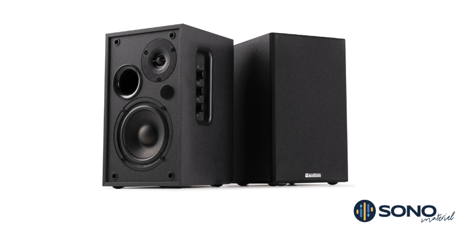 Une paire d'enceintes bibliothèque Audizio