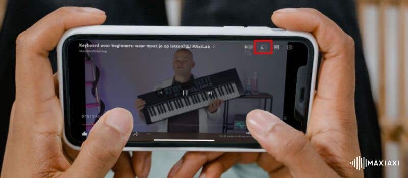 Klik rechtsboven op het pictogram om te streamen