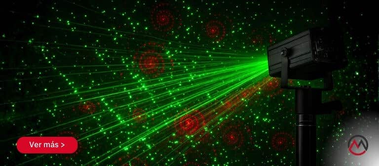 El beamZ Dahib con haces láser rojos y verdes y todo tipo de patrones y efectos