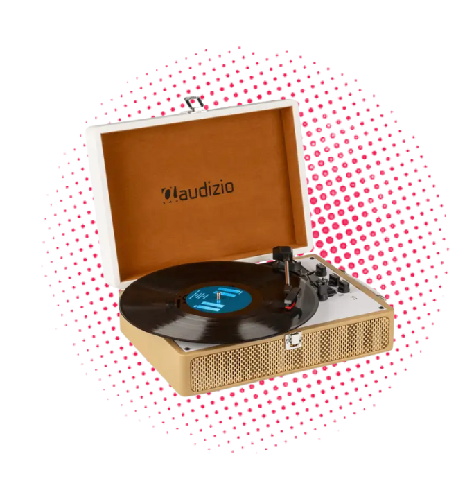 Audizio RP119 - Tocadiscos retro con Bluetooth in en maleta marrón/blanca