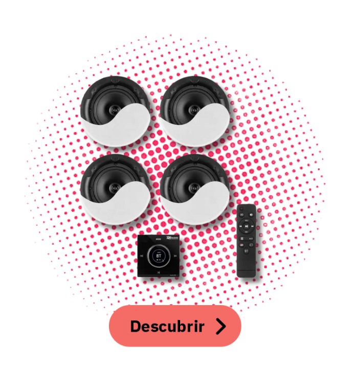 Ver Power Dynamics Powerline B100BSet con amplificador empotrable y 4 altavoces de techo