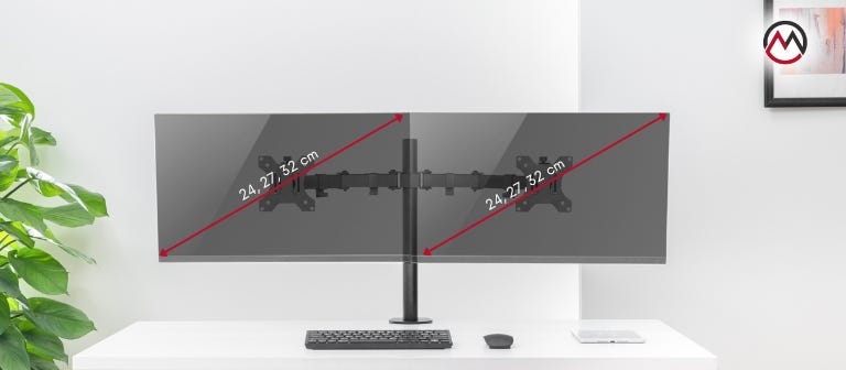Tamaños habituales para brazo de dos monitores