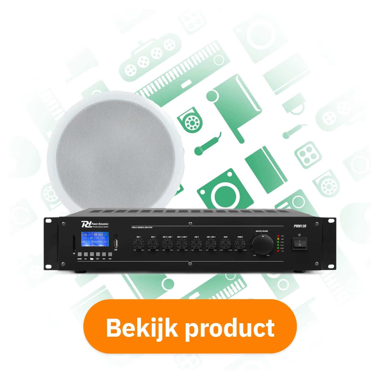 Power Dynamics 100V plafondspeaker set met Bluetooth (120W) bekijken
