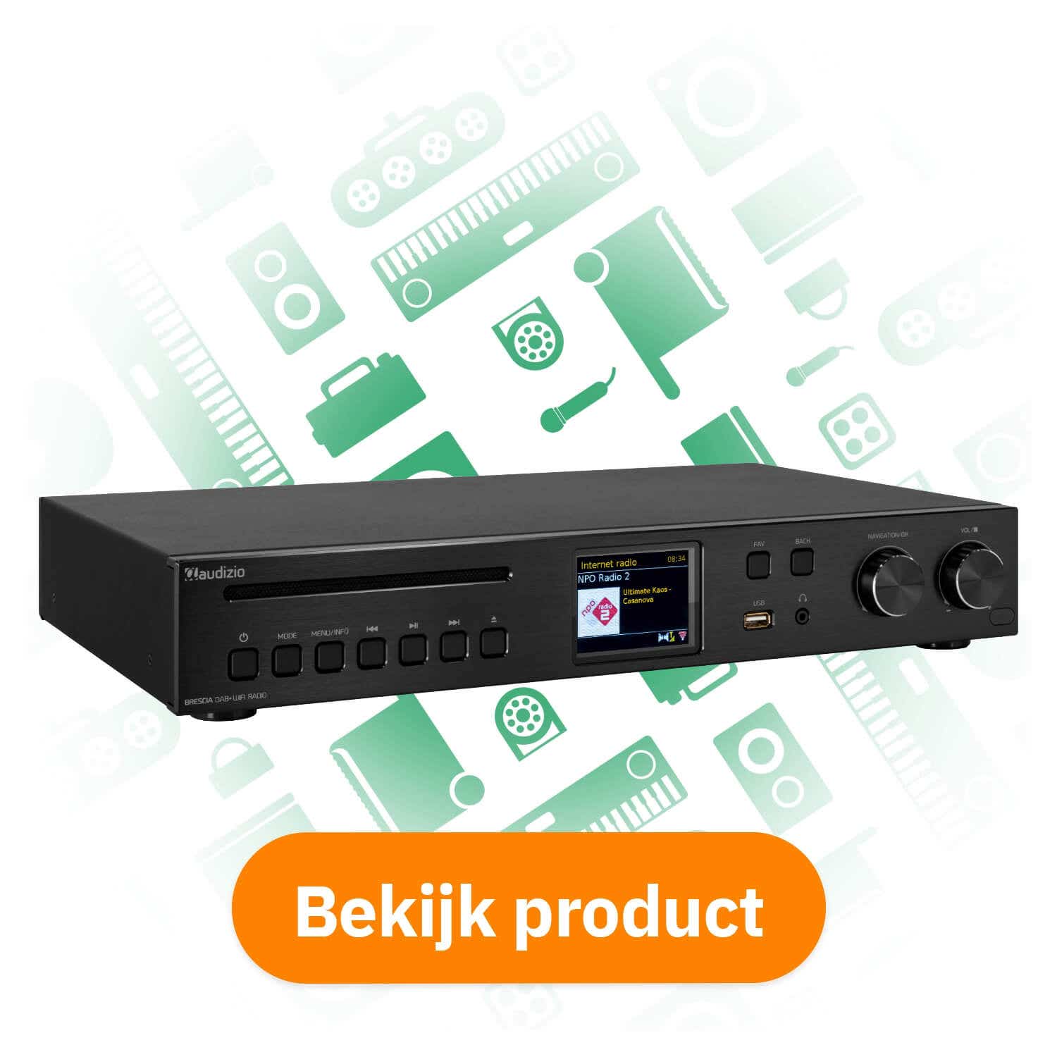 Audizio Brescia DAB+ en internetradio met cd-speler, Bluetooth en Spotify Connect – zwart bekijk product