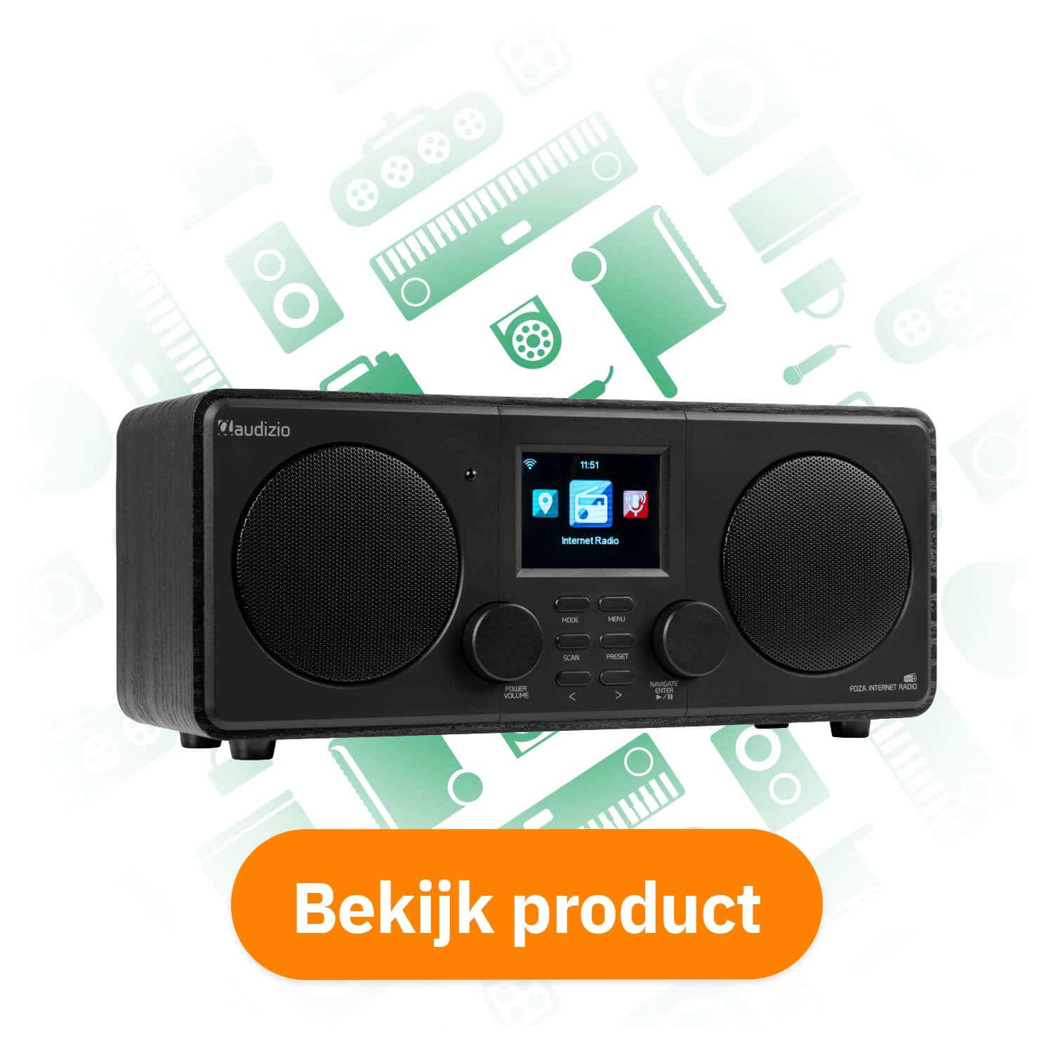 Audizio Foza internetradio met DAB, FM, Bluetooth en stereo speakers ontdekken