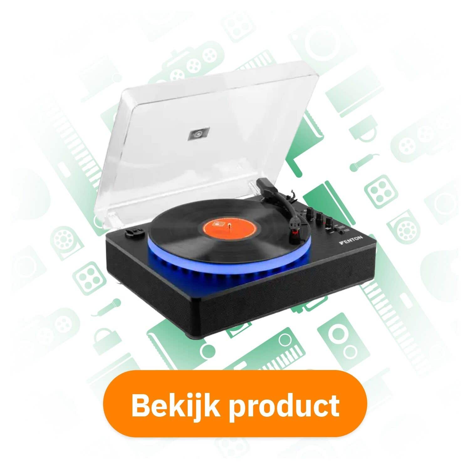 Fenton RP162LED retro platenspeler met Bluetooth in/out - LED-ring