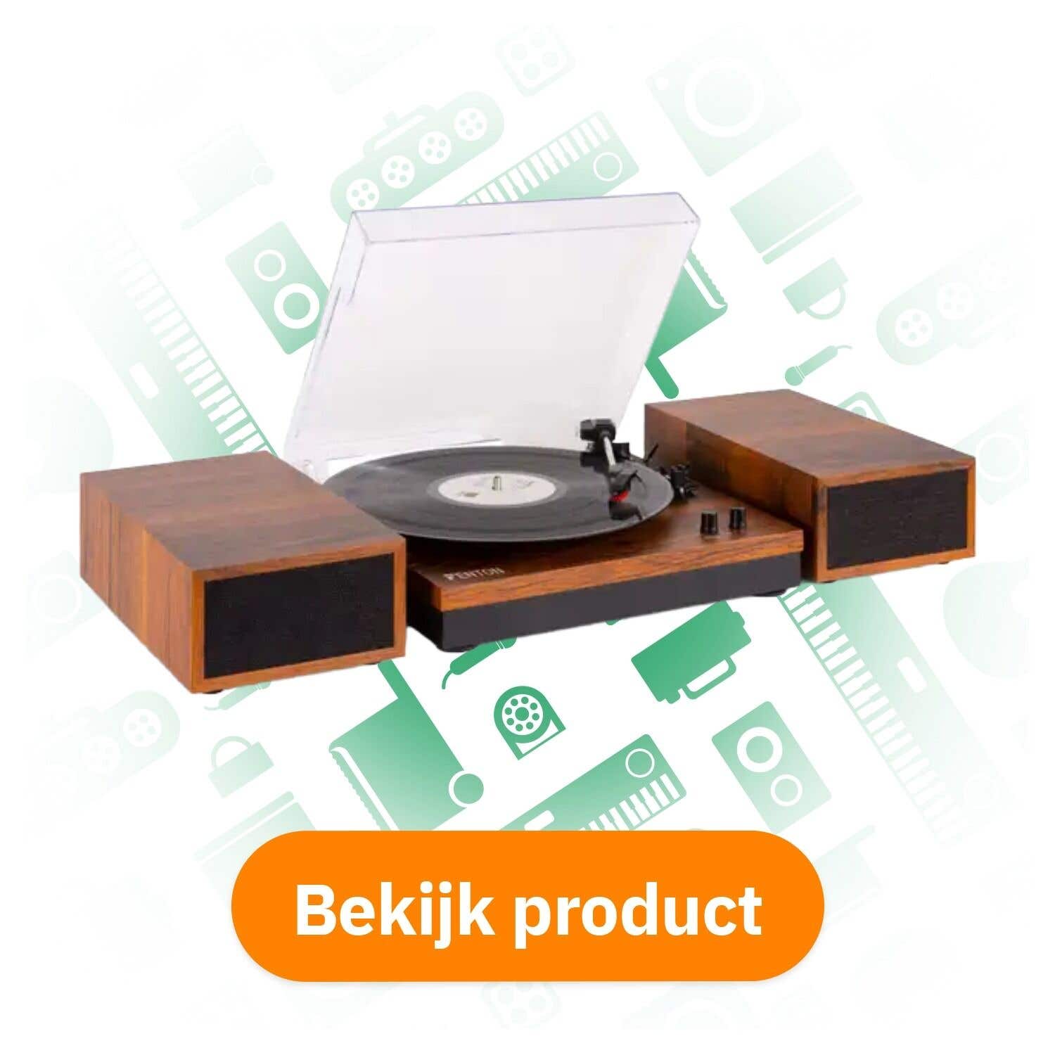 Fenton RP165 retro platenspeler met Bluetooth en speakers - Bruin (hout)