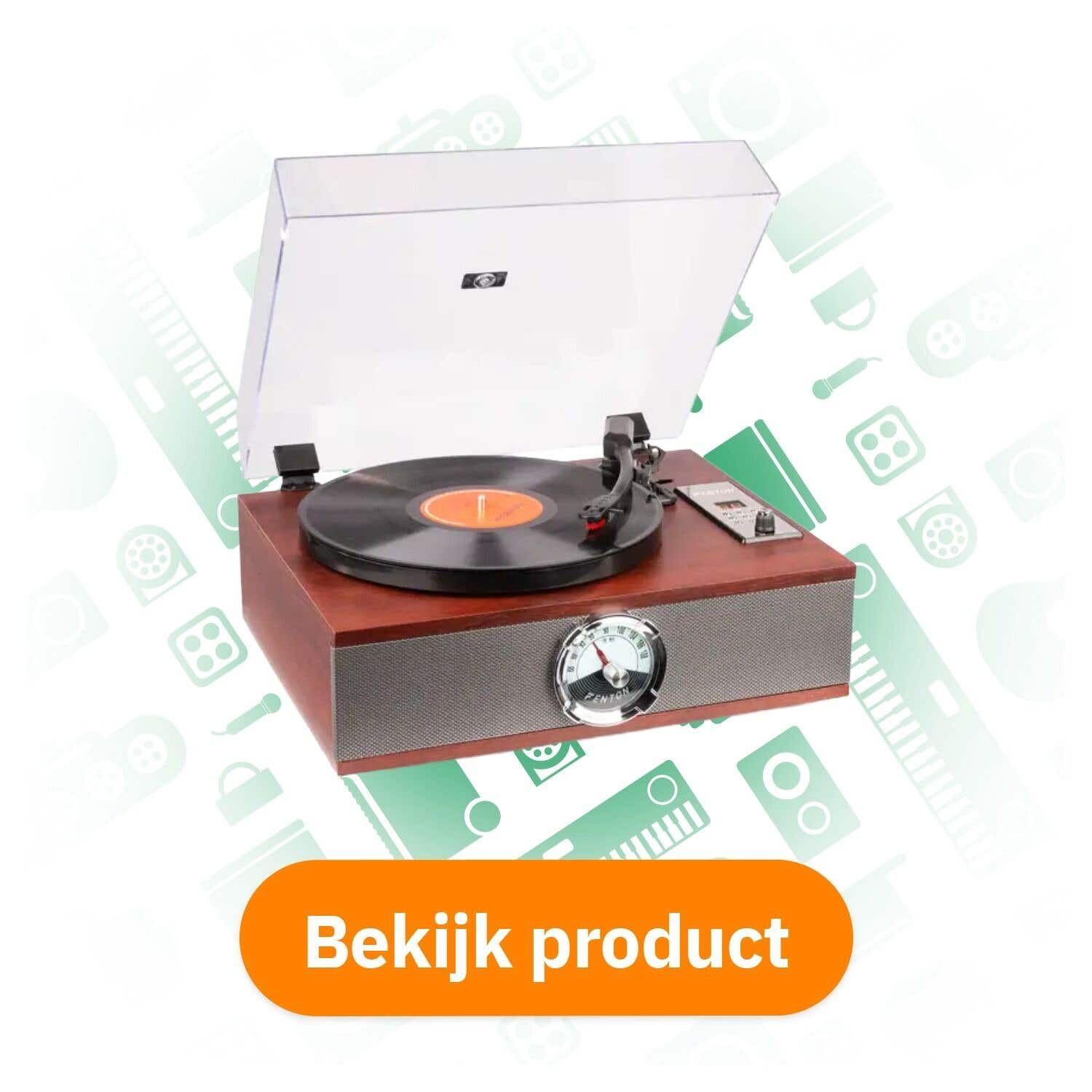 Fenton RP180 retro platenspeler met Bluetooth, CD speler en radio