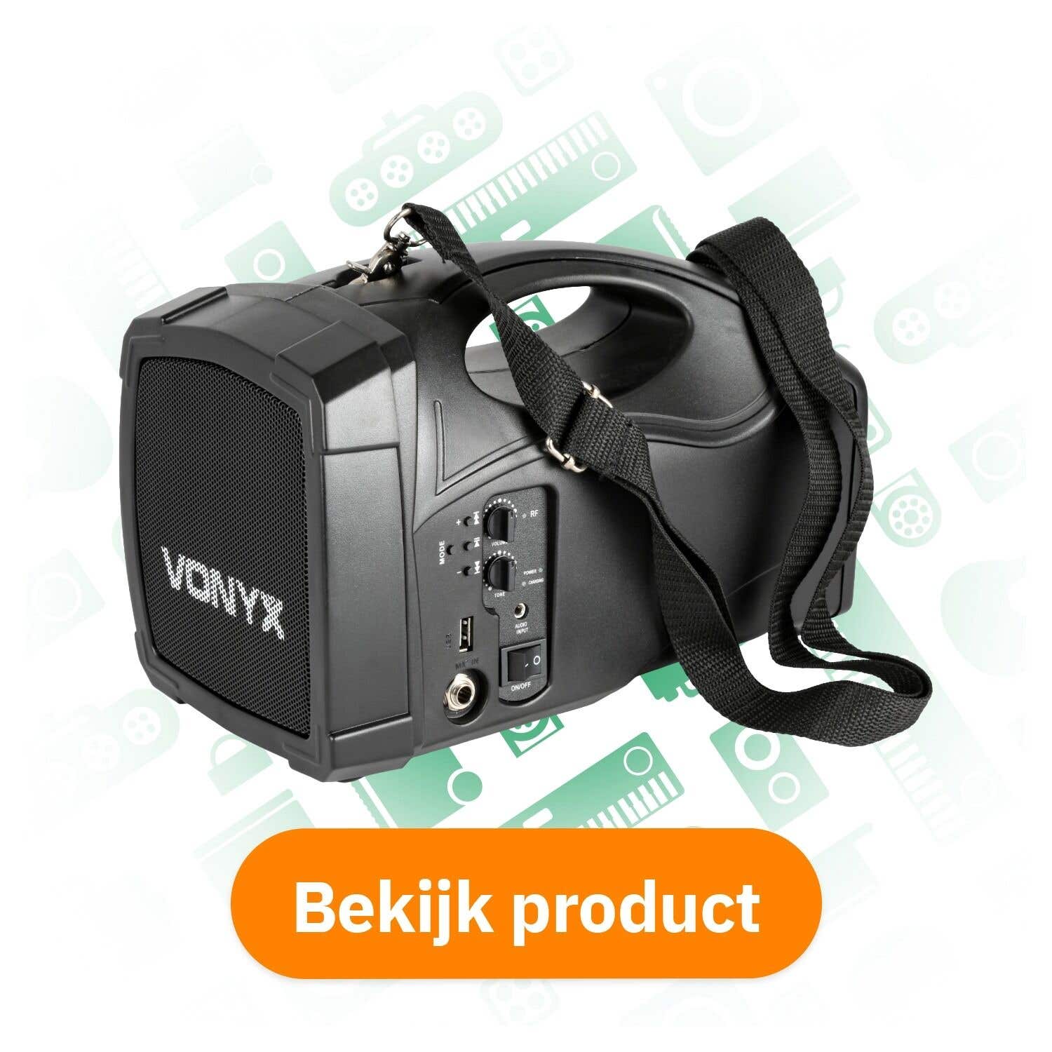 Vonyx ST012 draagbaar PA systeem met draadloze headset microfoon bekijk product