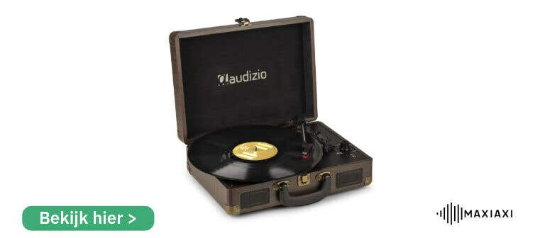 Audizio RP114W - Retro platenspeler in houtlook koffer