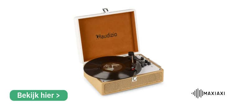 Audizio RP119 - Retro platenspeler met Bluetooth in bruin/witte koffer