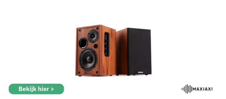 Audizio KS02 hifi-boekenplankspeakers in houtlook — stijlvolle luidsprekers met helder en warm geluid