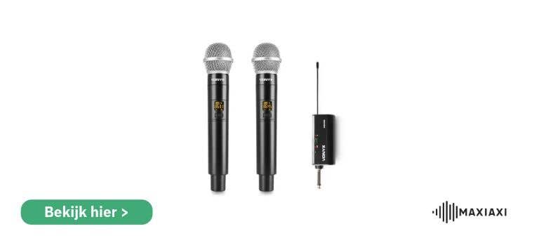 Vonyx draadloos microfoonsysteem met twee handmicrofoons en ontvanger — ideaal voor karaoke of presentaties