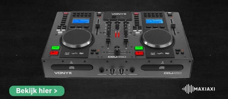 Vonyx CDJ450 dubbele DJ-controller met USB en MP3 — professionele DJ-set met jogwielen, displays en mixerfunctie