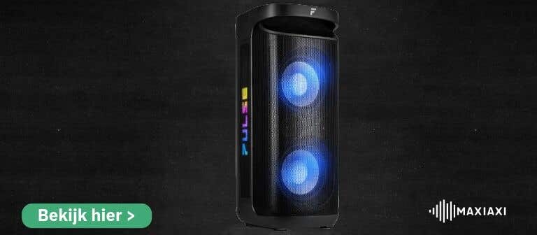Fenton Pulse 200 party speaker met LED-verlichting — draadloze Bluetooth-speaker met diepe bas en kleurrijke lichtshow