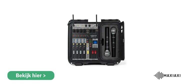 Vonyx VMA106 draagbare mixer in koffer — complete draadloze audiomixer met microfooningang en equalizer