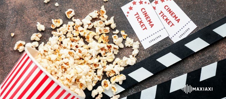 sfeerafbeelding van popcorn en bioscooptickets