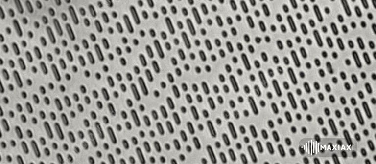 Close up van een CD, duizenden microscopisch kleine putjes (pits) en land (lands)