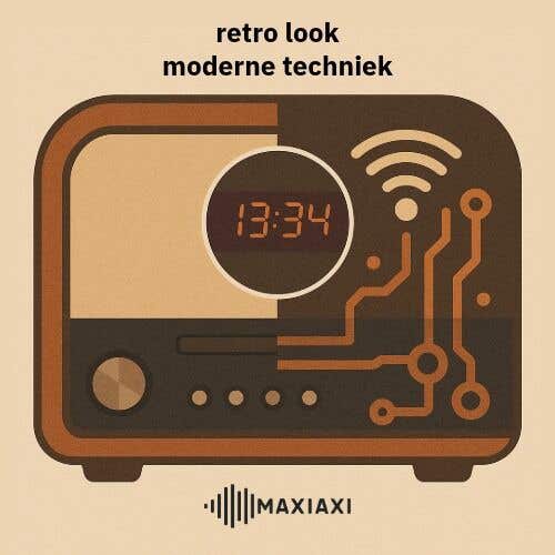 schematische afbeelding van retro radio met moderne techniek