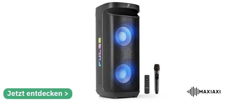 Fenton Pulse 200 Partylautsprecher mit LED-Beleuchtung, Mikrofon und Fernbedienung – starker Bass und Lichteffekte
