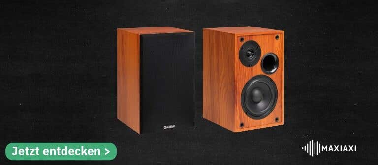 Audizio KS02 Regallautsprecher – kompakte HiFi-Lautsprecher mit kräftigem Klang und edlem Holzdesign für Wohnzimmer und Studio