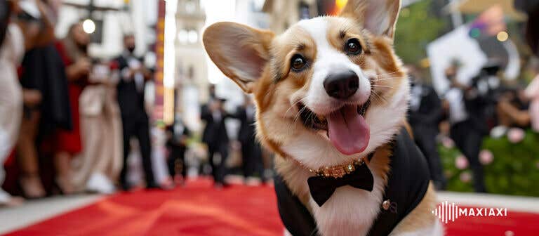 Eine Hollywood-Mottoparty mit rotem Teppich, Paparazzi und einen Hund