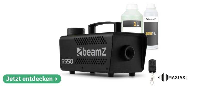 BeamZ S550 Nebelmaschinen-Set mit Reinigungs- und Nebelflüssigkeit - Inklusive Fernbedienung - 550W