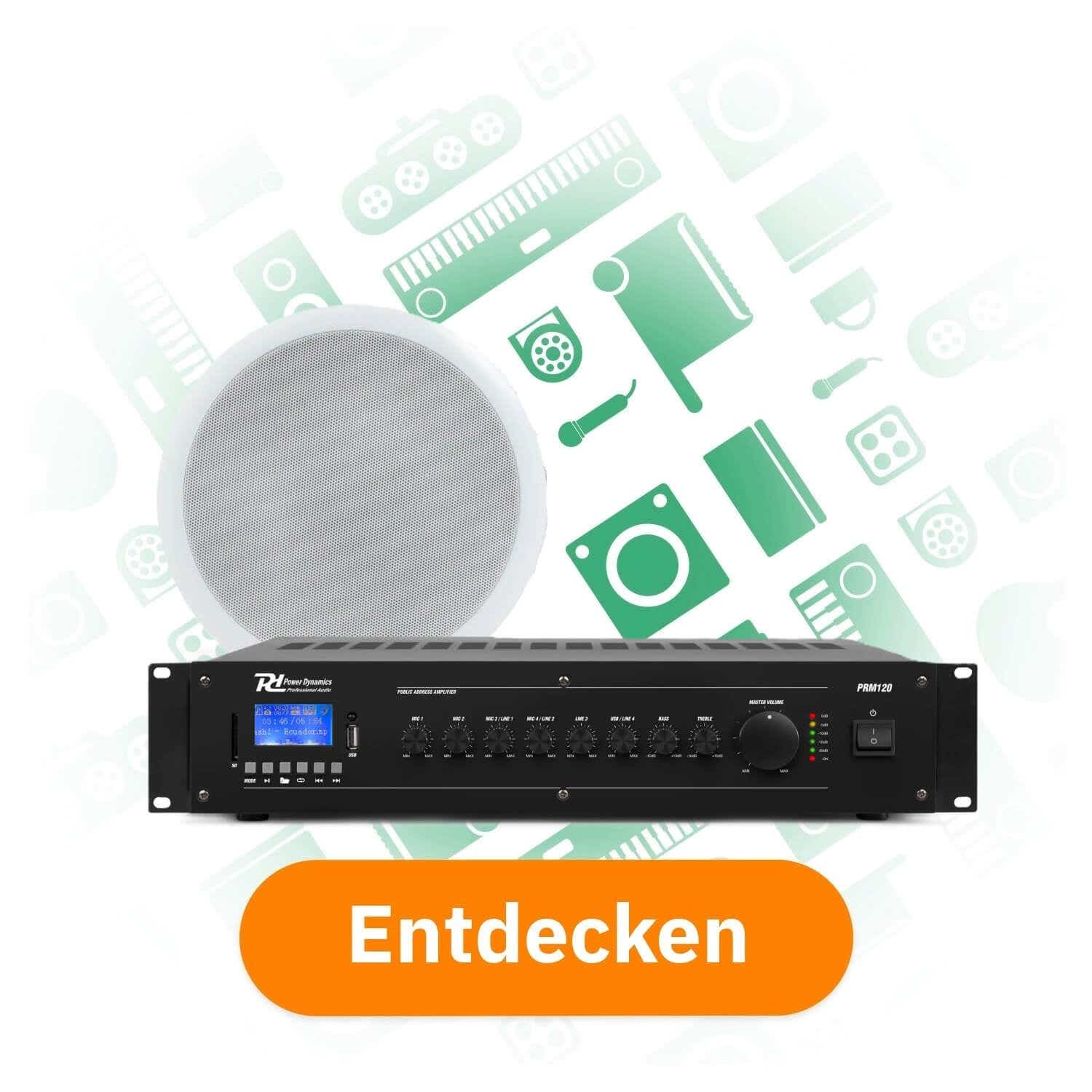 Power Dynamics 100V Einbaulautsprecher-Set mit Bluetooth (120W) entdecken