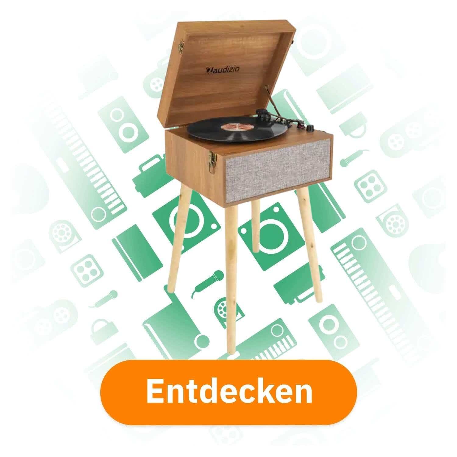 Audizio Fremont – Retro Plattenspieler mit Möbel – Bluetooth In/Out